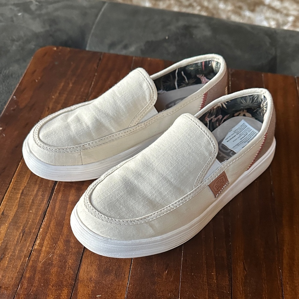 Hey Dude Cream Slip-On Loafers